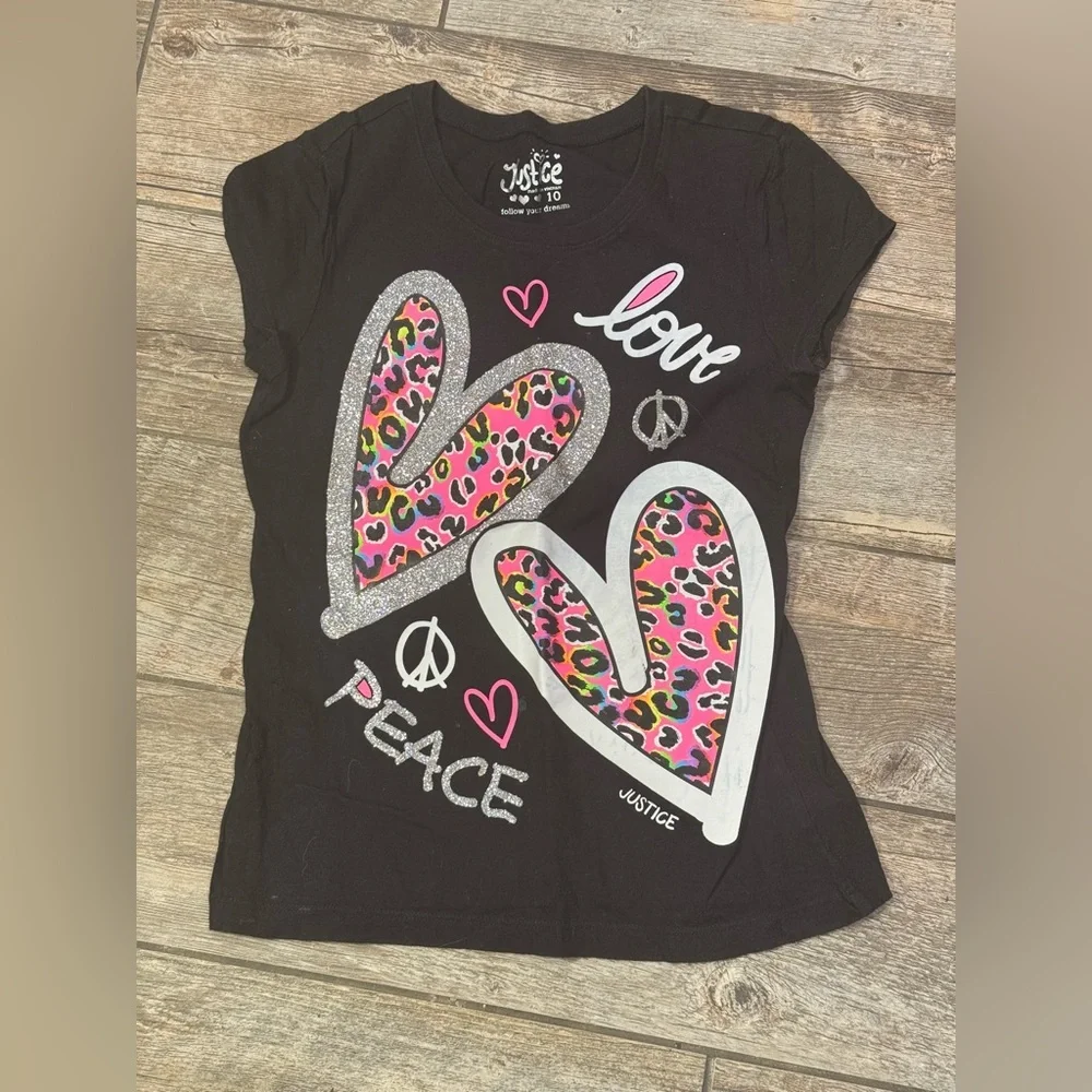 Justice Black Peace & Love Kids T-Shirt